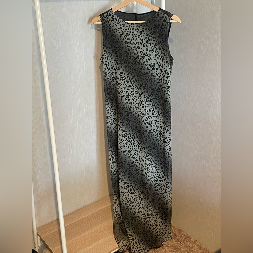Kathie Lee Collection Green Ombré Cheetah Print Midi Dress